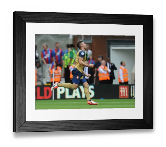 Framed Print : Olivier Giroud Scores First Arsenal Goal of the 2015-16 Season: Crystal Palace vs. Arsenal