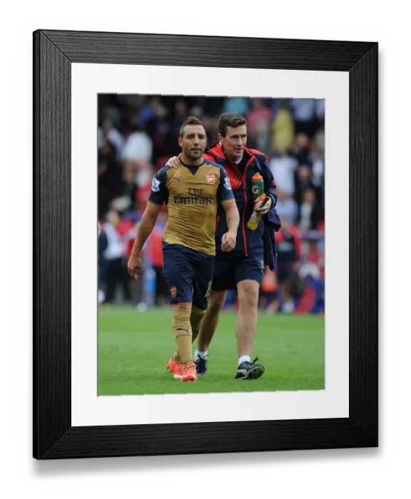 Framed Print : Arsenal's Santi Cazorla and Doctor Gary O'Driscoll: Post-Match Medical Attention at Crystal Palace, 2015-16 Premier League