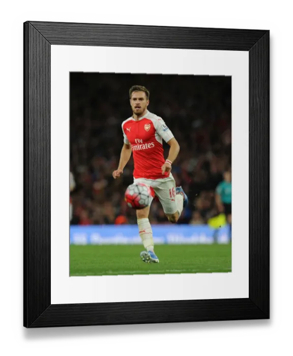 Framed Print : Arsenal's Aaron Ramsey Faces Off Against Liverpool in the 2015 / 16 Premier League
