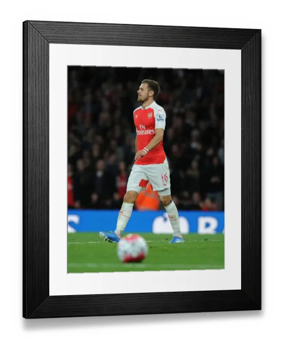 Framed Print : Arsenal's Aaron Ramsey Faces Off Against Liverpool in the 2015 / 16 Premier League