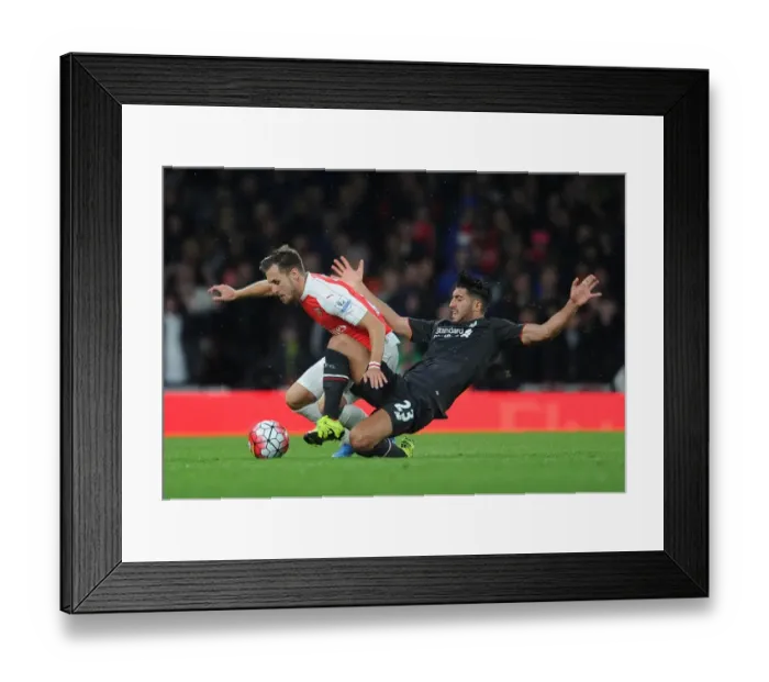 Framed Print : Clash of Midfield Titans: Ramsey vs. Can - Arsenal vs. Liverpool, Premier League 2015 / 16
