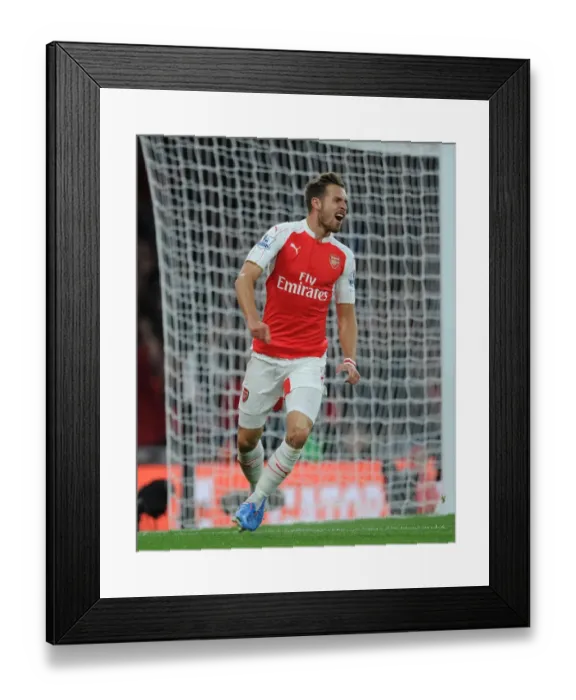 Framed Print : Arsenal's Aaron Ramsey Faces Off Against Liverpool in the 2015 / 16 Premier League