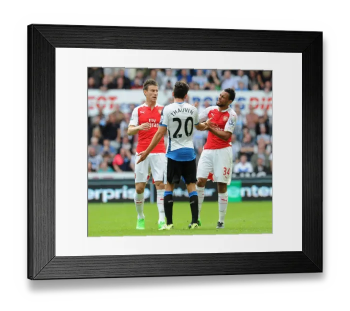 Framed Print : Arsenal's Coquelin and Koscielny in Deep Discussion with Newcastle's Thauvin during 2015-16 Premier League Clash Framed Print : Arsenal's Coquelin and Koscielny in Deep Discussion with Newcastle's Thauvin during 2015-16 Premier League Clash