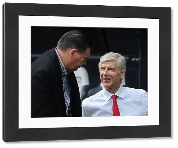 Arsene Wenger Engages in Pre-Match Chat with Chris Waddle (Newcastle United vs. Arsenal, 2015-16)
