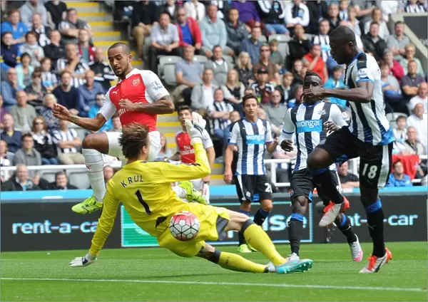Theo Walcott's Slick Move: Outmaneuvering Tim Krul in the 2015-16 Premier League Clash between Newcastle and Arsenal