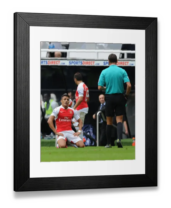 Framed Print : Alexis Sanchez Argues with Referee Marriner over Foul Call during Newcastle vs. Arsenal (2015-16)