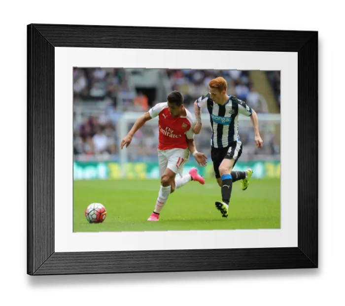 Framed Print : Alexis Sanchez Surges Past Jack Colback: Arsenal's Thrilling Start to the 2015-16 Premier League Season vs Newcastle United