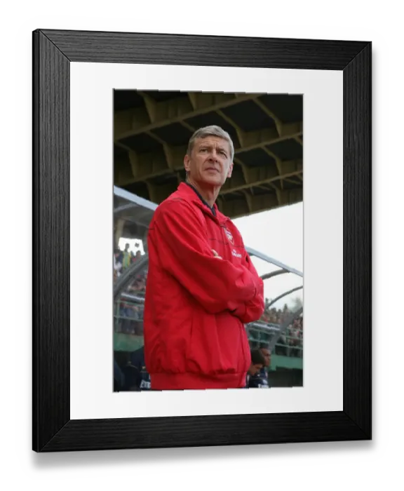 Framed Print : Arsene Wenger Leading Arsenal: 2008 Battle Against Szombathely