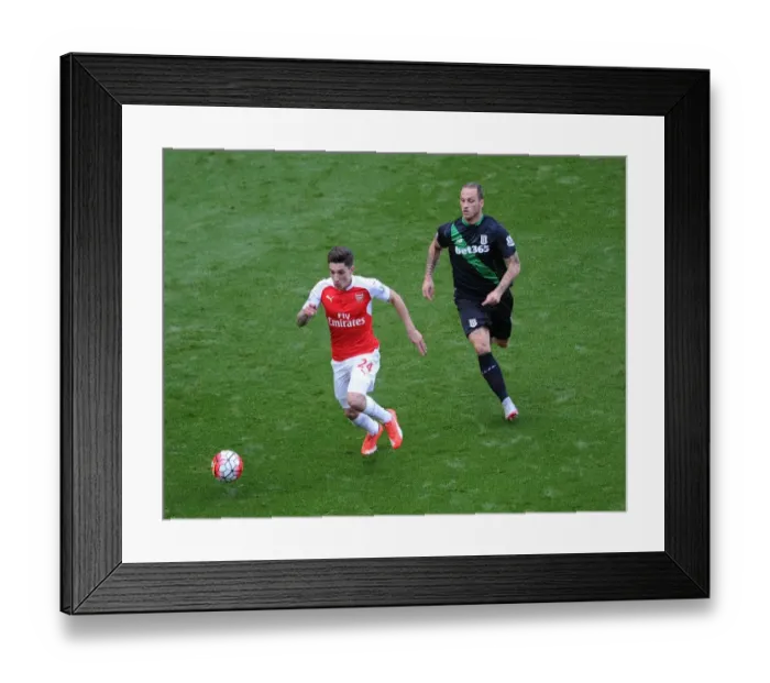 Framed Print : Arsenal's Hector Bellerin Goes Head-to-Head with Marko Arnautovic in Intense Premier League Showdown Framed Print : Arsenal's Hector Bellerin Goes Head-to-Head with Marko Arnautovic in Intense Premier League Showdown