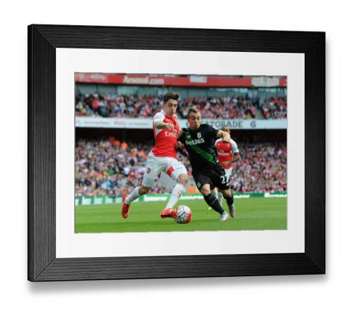 Framed Print : Bellerin vs Shaqiri: A Winged Battle at Arsenal vs Stoke City (2015-16)
