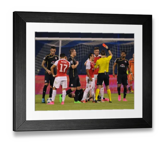 Framed Print : Olivier Giroud's Red Card Derails Arsenal in UEFA Champions League Match Against Dinamo Zagreb Framed Print : Olivier Giroud's Red Card Derails Arsenal in UEFA Champions League Match Against Dinamo Zagreb