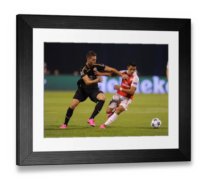 Framed Print : Clash of Stars: Sanchez vs. Pjaca - Dinamo Zagreb vs. Arsenal, UEFA Champions League