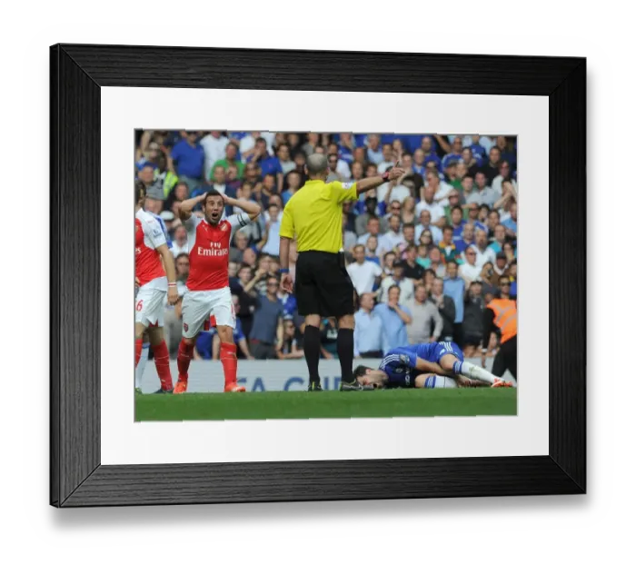 Framed Print : Cazorla's Disbelief: Controversial Referee Decision in Chelsea vs. Arsenal (2015-16)