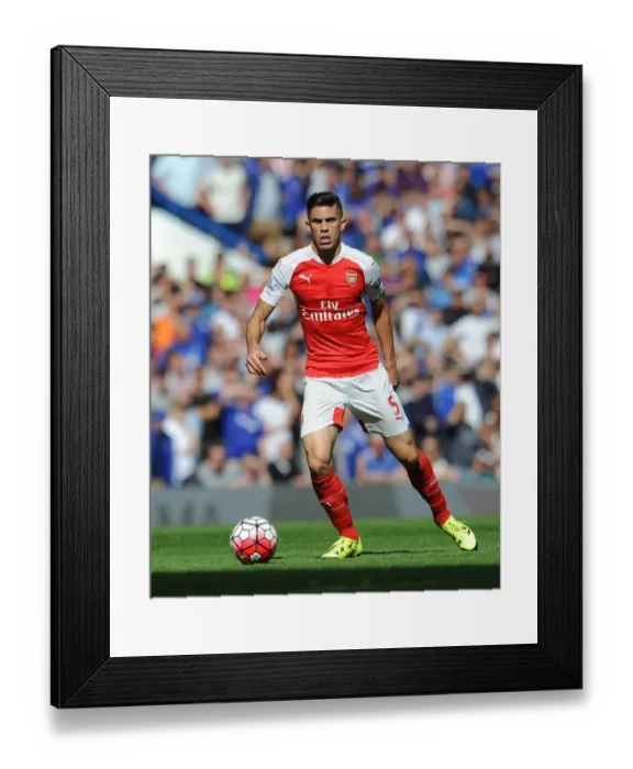 Framed Print : Gabriel in Action: Chelsea vs Arsenal, Premier League 2015-16