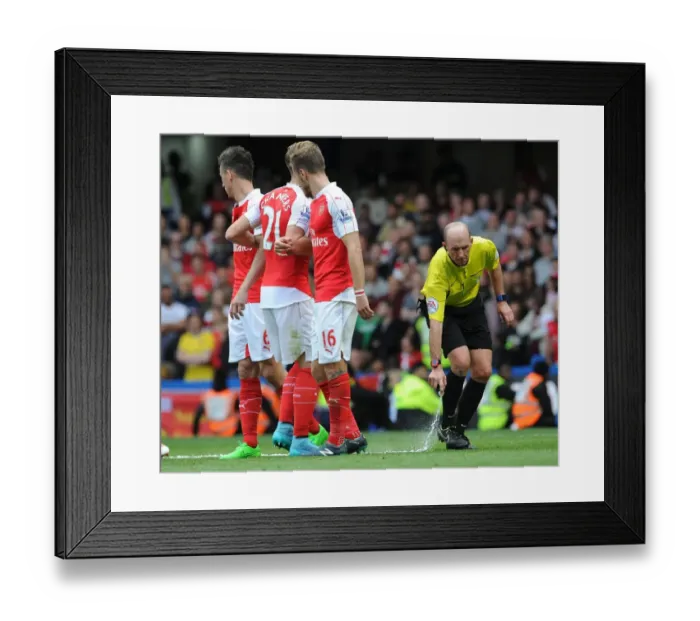 Framed Print : Mike Dean Directs Arsenal's Wall Formation during Chelsea vs Arsenal (2015-16)