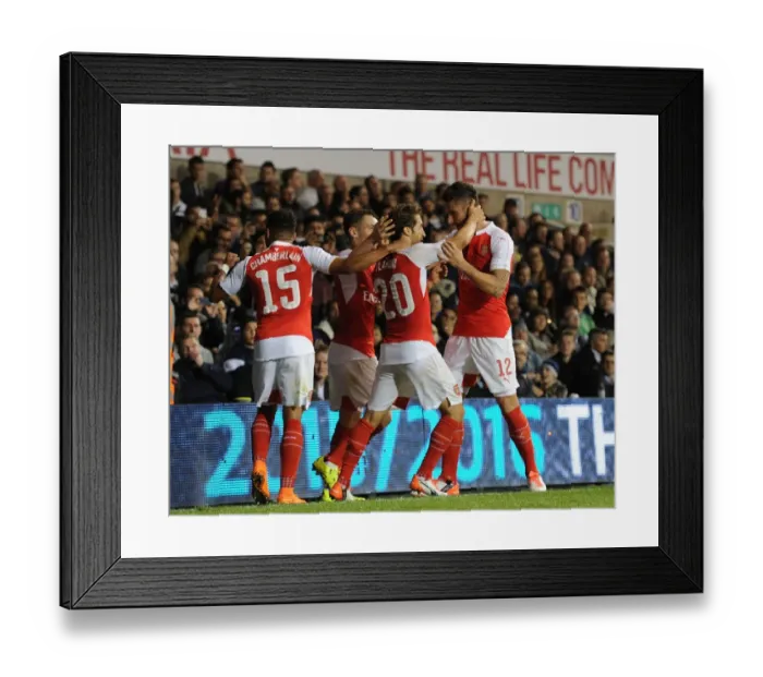 Framed Print : Flamini and Giroud: Arsenal's Unforgettable Goal Celebration Against Tottenham in Capital One Cup