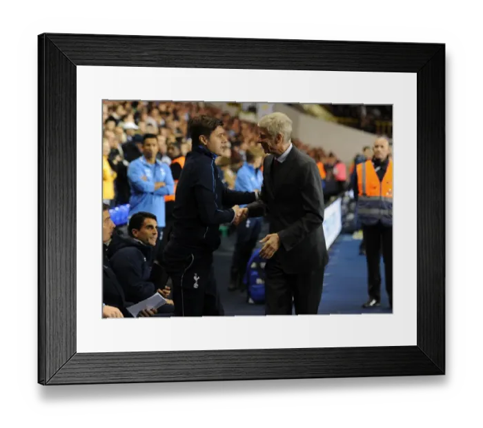 Framed Print : Arsene Wenger and Mauricio Pochettino Pre-Match Handshake: Tottenham vs Arsenal, Capital One Cup 2015 / 16