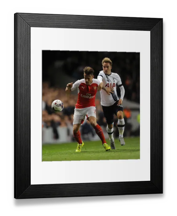 Framed Print : Mathieu Debuchy (Arsenal) Chritian Eriksen (Tottenham). Tottenham Hotspur 1: 2 Arsenal
