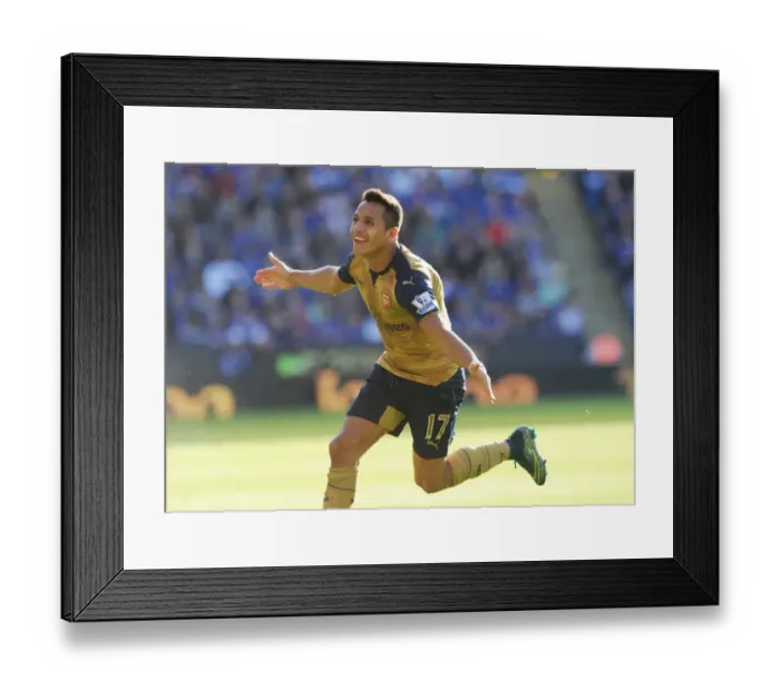 Framed Print : Alexis Sanchez's Four-Goal Blitz: Arsenal's Dominant 4-2 Victory over Leicester City (2015 / 16)