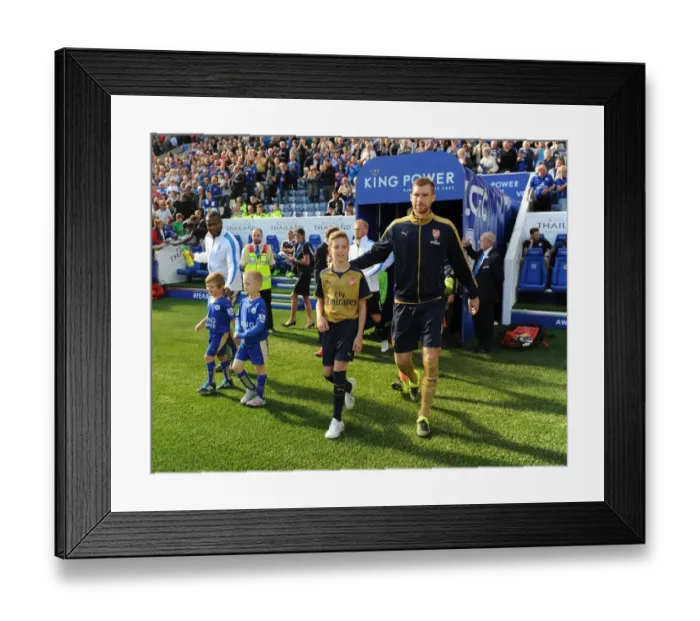 Framed Print : Per Mertesacker Leads Arsenal Against Leicester City in Premier League Showdown, 2015 Framed Print : Per Mertesacker Leads Arsenal Against Leicester City in Premier League Showdown, 2015