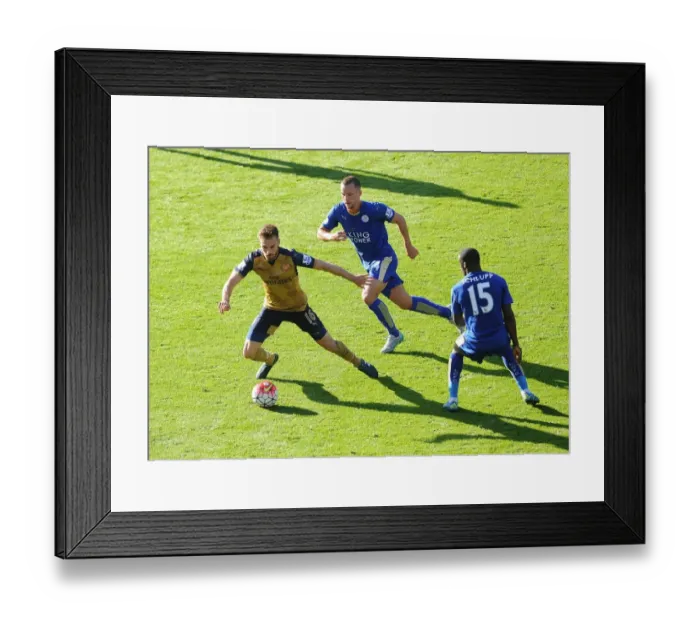Framed Print : Intense Rivalry: Ramsey vs Drinkwater & Schlupp, Leicester City vs Arsenal, Premier League 2015 / 16