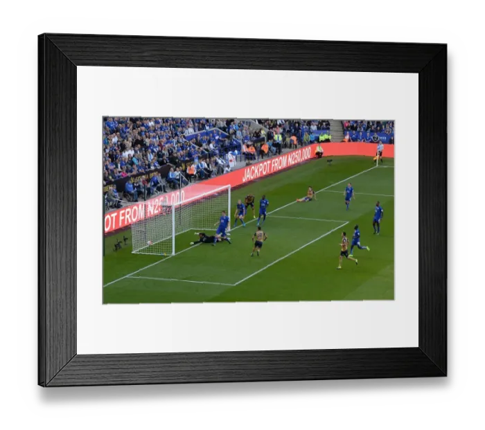 Framed Print : Alexis Sanchez Scores Against Kasper Schmeichel: A Premier League Rivalry Ignites (Leicester City vs. Arsenal, 2015 / 16)