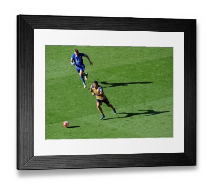 Framed Print : Sanchez vs. Vardy: A Football Rivalry Unfolds - Leicester City vs. Arsenal, 2015 Premier League