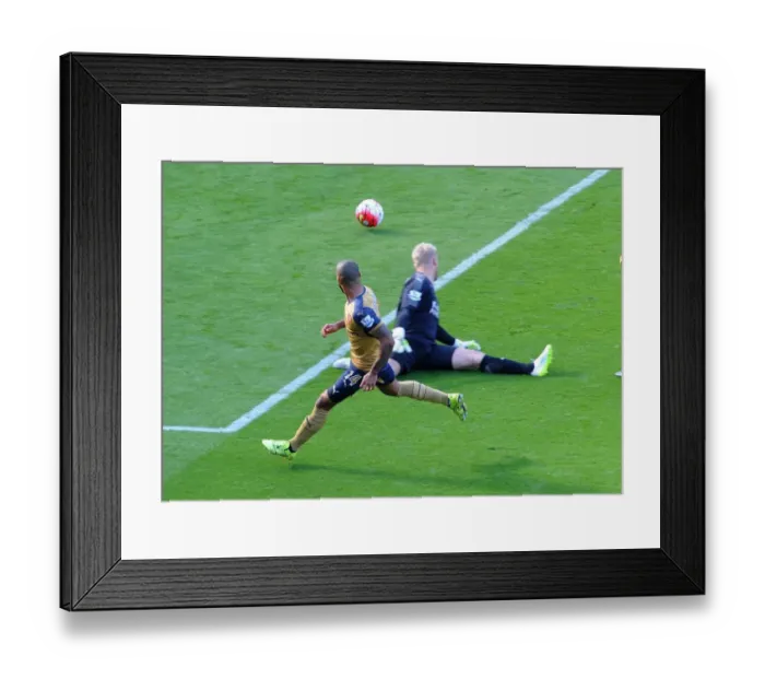 Framed Print : Theo Walcott Scores Against Kasper Schmeichel: Leicester City vs. Arsenal (2015 / 16) Framed Print : Theo Walcott Scores Against Kasper Schmeichel: Leicester City vs. Arsenal (2015 / 16)