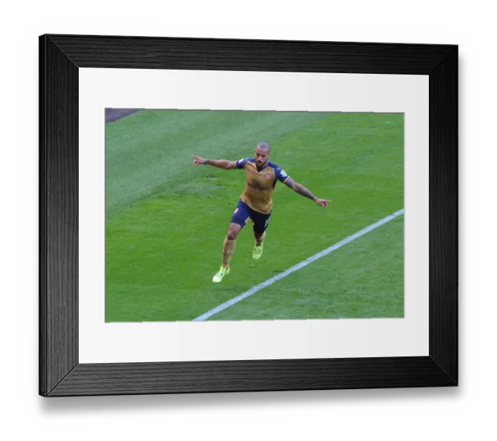 Framed Print : Theo Walcott's Thriller: Arsenal's Winning Goal vs. Leicester City, Premier League 2015 / 16