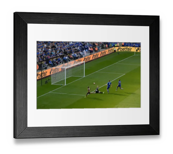 Framed Print : Theo Walcott Scores Against Kasper Schmeichel: A Pivotal Moment in the 2015 / 16 Leicester City vs. Arsenal Match Framed Print : Theo Walcott Scores Against Kasper Schmeichel: A Pivotal Moment in the 2015 / 16 Leicester City vs. Arsenal Match