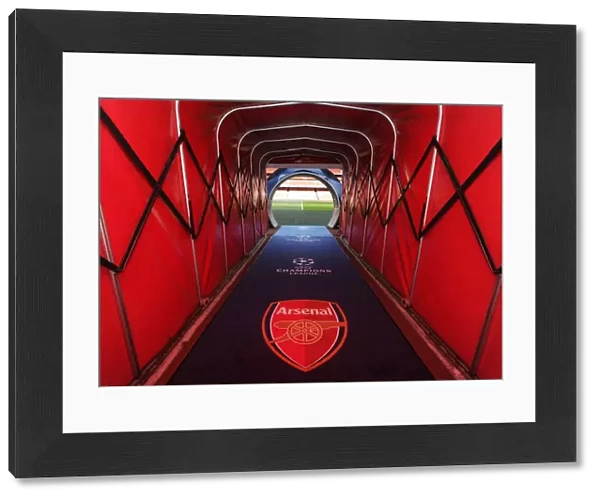 Arsenal FC vs Olympiacos FC: Players Gather in the Tunnel before the UEFA Champions League Clash at Emirates Stadium, London, 2015