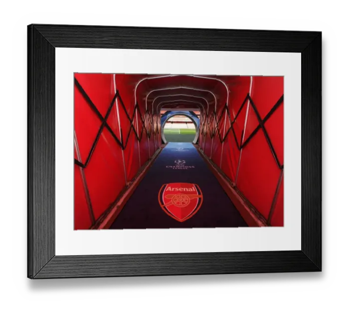 Framed Print : Arsenal FC vs Olympiacos FC: Players Gather in the Tunnel before the UEFA Champions League Clash at Emirates Stadium, London, 2015 Framed Print : Arsenal FC vs Olympiacos FC: Players Gather in the Tunnel before the UEFA Champions League Clash at Emirates Stadium, London, 2015