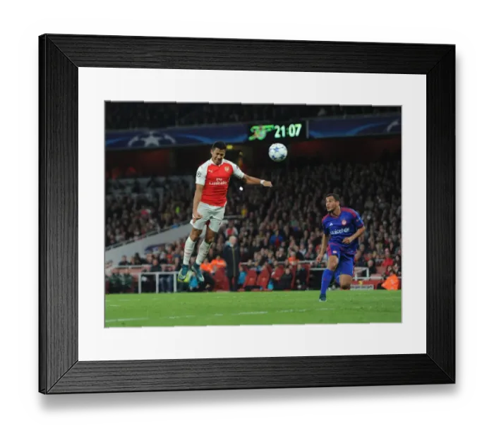 Framed Print : Alexis Sanchez Scores Arsenal's Second Goal vs. Olympiacos in 2015 / 16 UEFA Champions League Framed Print : Alexis Sanchez Scores Arsenal's Second Goal vs. Olympiacos in 2015 / 16 UEFA Champions League