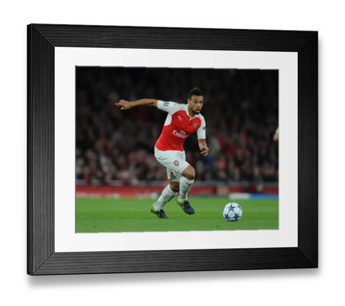 Framed Print : Coquelin Stands Firm Against Olympiacos in Arsenal's Champions League Battle Framed Print : Coquelin Stands Firm Against Olympiacos in Arsenal's Champions League Battle