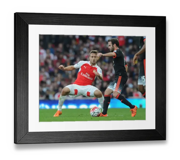 Framed Print : Monreal vs Mata: Clash of the Titans in Arsenal vs Manchester United (2015 / 16) Framed Print : Monreal vs Mata: Clash of the Titans in Arsenal vs Manchester United (2015 / 16)