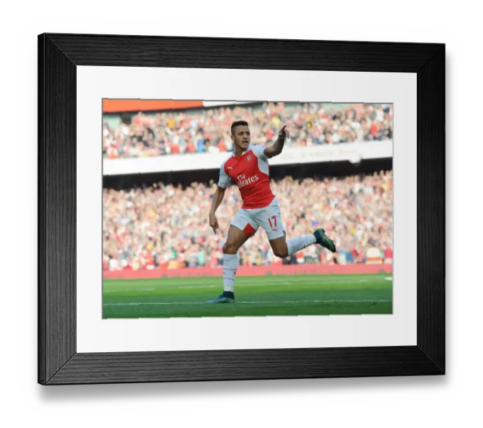 Framed Print : Alexis Sanchez Scores the Thriller: Arsenal's First Goal vs Manchester United, 2015 / 16 Premier League