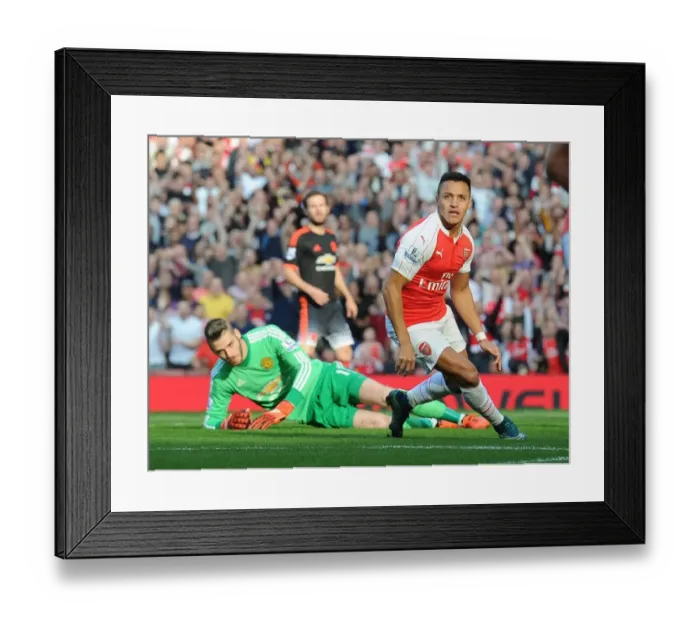Framed Print : Alexis Sanchez Scores First Arsenal Goal Against Manchester United, 2015 / 16 Premier League