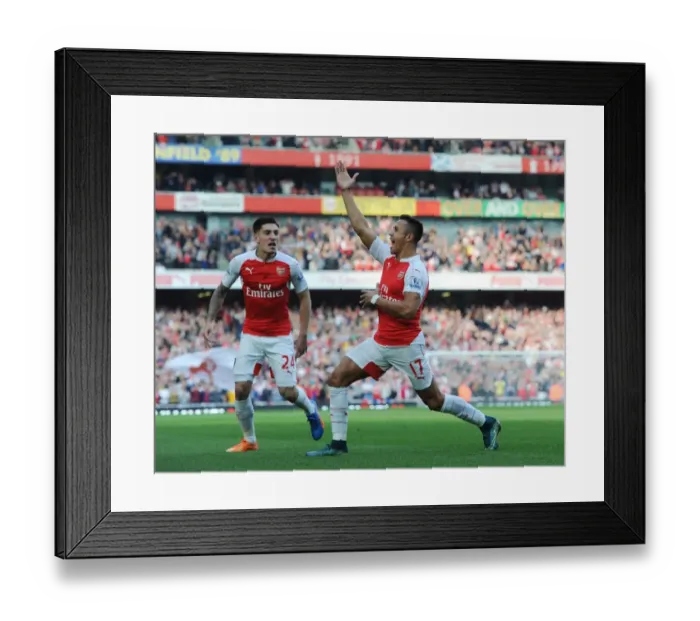 Framed Print : Alexis Sanchez and Hector Bellerin: Arsenal's Unstoppable Duo Celebrate First Goal Against Manchester United (2015 / 16) Framed Print : Alexis Sanchez and Hector Bellerin: Arsenal's Unstoppable Duo Celebrate First Goal Against Manchester United (2015 / 16)