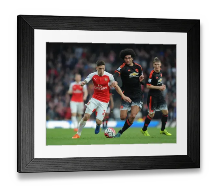 Framed Print : Hector Bellerin (Arsenal) Marouane Fellaini (Man Utd). Arsenal 3: 0 Manchester United