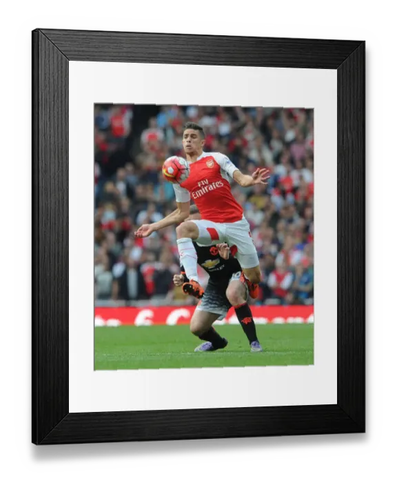 Framed Print : Gabriel in Action: Arsenal vs Manchester United (Premier League 2015 / 16)