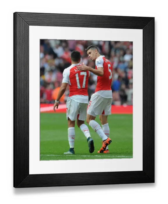 Framed Print : Intense Rivalry: Sanchez vs Gabriel - Arsenal vs Manchester United Framed Print : Intense Rivalry: Sanchez vs Gabriel - Arsenal vs Manchester United