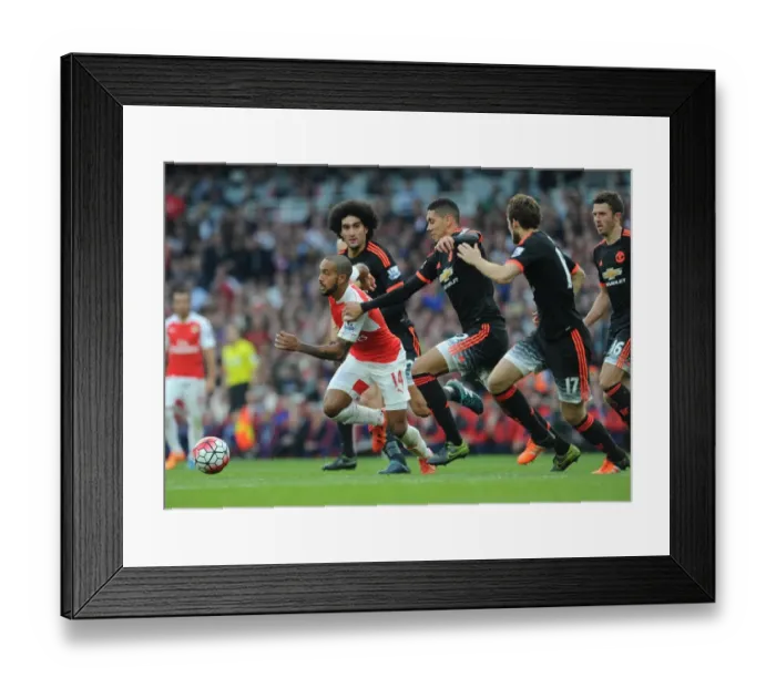 Framed Print : Theo Walcott (Arsenal) Marouane Fellaini, Chris Smalling and Daley Blind (Man Utd) Framed Print : Theo Walcott (Arsenal) Marouane Fellaini, Chris Smalling and Daley Blind (Man Utd)