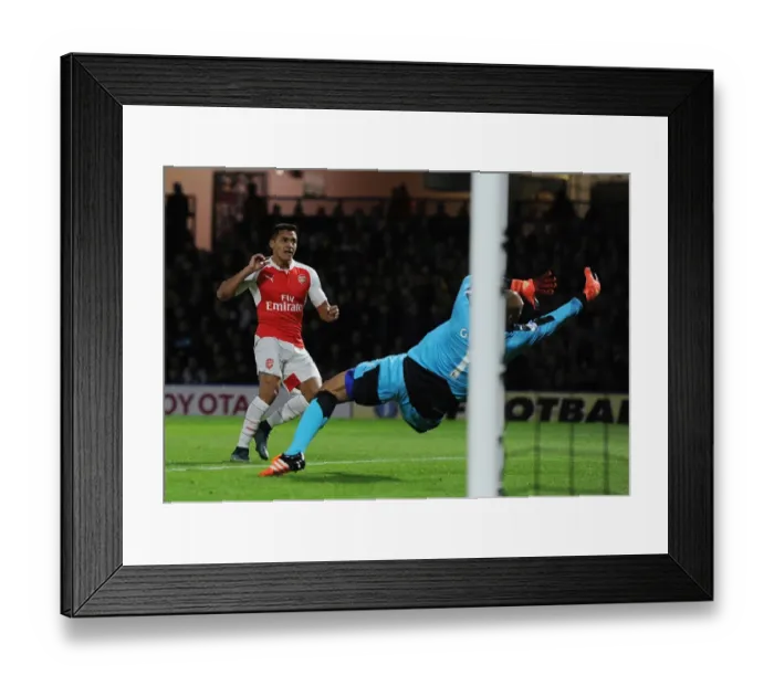 Framed Print : Alexis Sanchez Scores Arsenal's Second Goal Against Watford (2015 / 16) Framed Print : Alexis Sanchez Scores Arsenal's Second Goal Against Watford (2015 / 16)