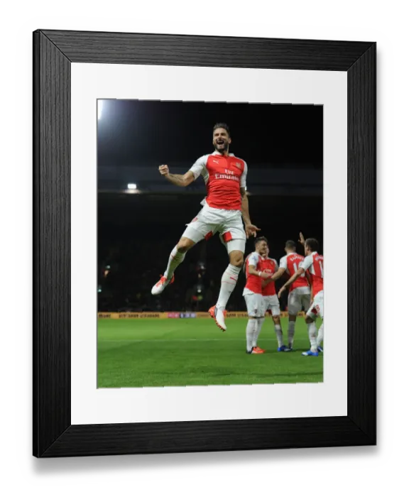 Framed Print : Olivier Giroud Scores Arsenal's Second Goal: Watford vs. Arsenal, Premier League 2015 / 16