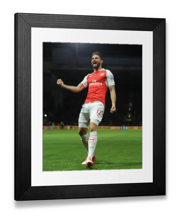Framed Print : Giroud's Brace: Arsenal Secures Victory Against Watford in Premier League Framed Print : Giroud's Brace: Arsenal Secures Victory Against Watford in Premier League