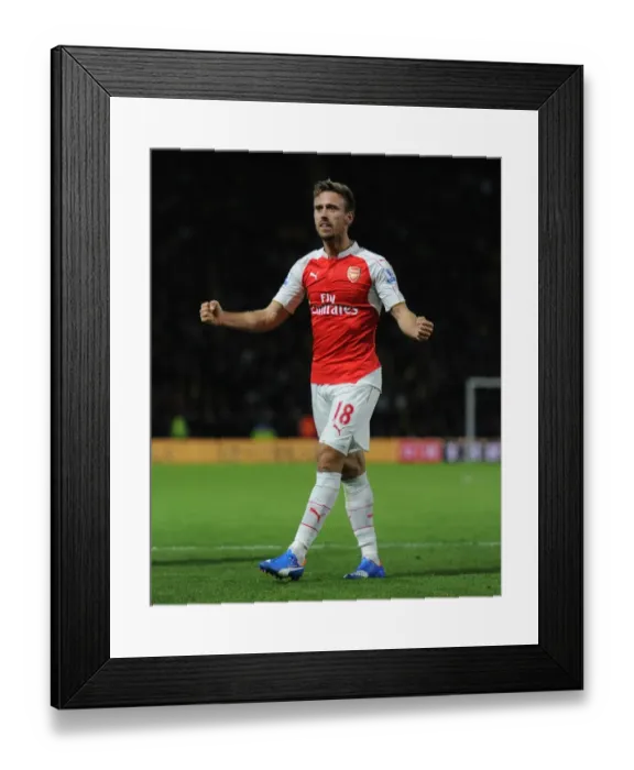 Framed Print : Monreal and Giroud: Celebrating Arsenal's Second Goal Against Watford (2015 / 16)