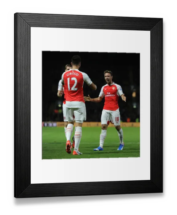 Framed Print : Monreal and Giroud: Arsenal's Unforgettable Goal Celebration vs. Watford (2015 / 16) Framed Print : Monreal and Giroud: Arsenal's Unforgettable Goal Celebration vs. Watford (2015 / 16)