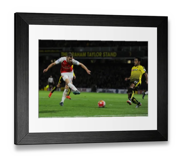 Framed Print : Aaron Ramsey Scores His Third Goal: Arsenal Triumphs Over Watford in 2015 / 16 Premier League