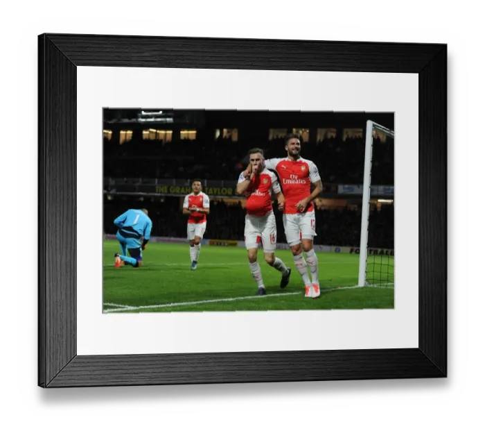 Framed Print : Arsenal's Ramsey and Giroud Celebrate Goals Against Watford (2015 / 16)