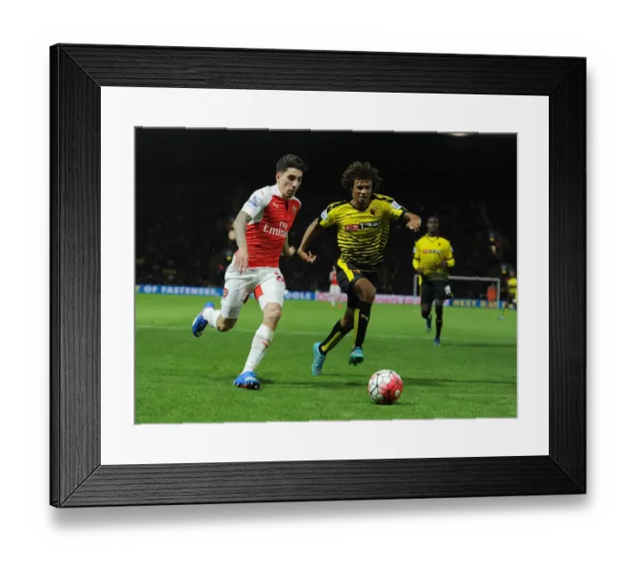 Framed Print : Intense Battle: Hector Bellerin vs. Nathan Ake - Watford vs. Arsenal, Premier League 2015 / 16